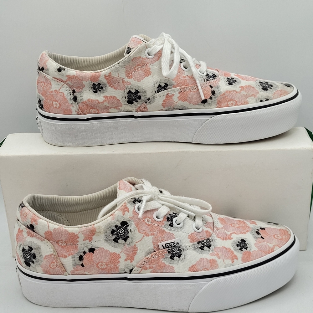 Vans Floral Pink and Black Women's Shoes
